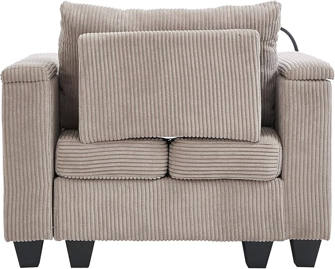 37.4 Versatile Chair Lounge Sleeper Daybed 2-in-1 Flexible Deep Seat Sofa Chair Convertible Recliner Chaise Lounge W/ Storage ArmsUSB PortsCupholdersPhone Holder Pockets for Living Room Bedroom