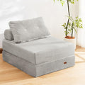 Folding ChairSleep Chair with High-Density Support FoamPortable 3 in 1 Fold Out Chair with Back Support and Pillow for Bedroom、Balcony、Hotel、ApartmentSingleSilver Gray