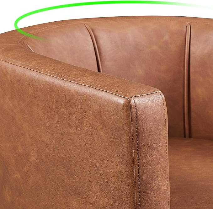 Yaheetech Accent Chair PU Leather Modern and Comfortable Armchairs Upholstered Barrel Sofa Chair for Living Room Bedroom Waiting Room 2PCS Brown