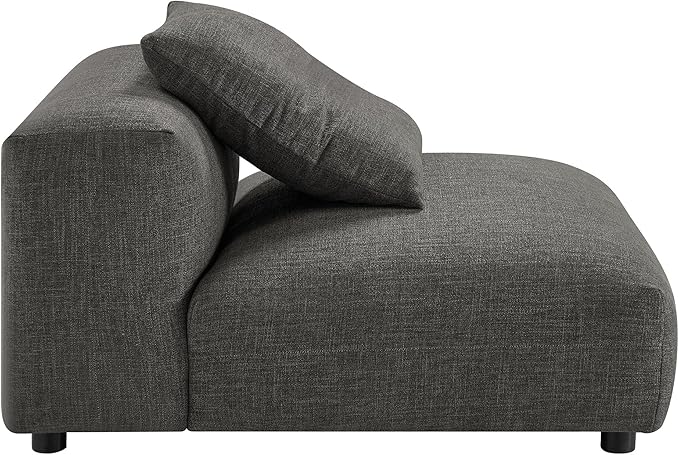 Modway Solace Modular Sofa Armless Chair in Charcoal - Oversized Lounge Chair with Fabric Upholstery - Comfy Single Sectional Sofa Chair - Modern Accent Lounge Chair for Living Room