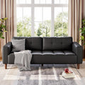 3-Seater Sofa Couch 83 in Wide Faux Leather Sofa Couch with Spring Cushion Modern Sofa with Deep Seats and 2 Removable Back Cushions for Living Room Bedroom Apartment Black