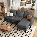 ZeeFu 73 Sectional Sofa Couch for Living Room L Shaped Couch with Extra Thick Deep Seat Cushions 3 Seater Convertible Sofa with Movable Ottoman for Small Apartment 650lbs Heavy Duty (Dark Grey)