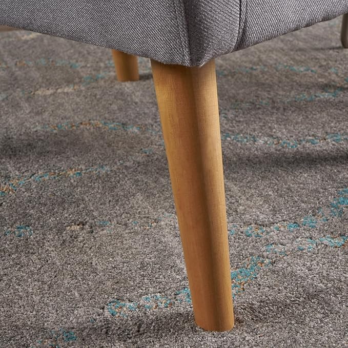 Mid-Century Accent Chairs Modern Upholstered Living Room Chair Cozy Armchair with Wood Legs for Bedroom/Office/Cafe/Living Room (Light Grey + Linen)