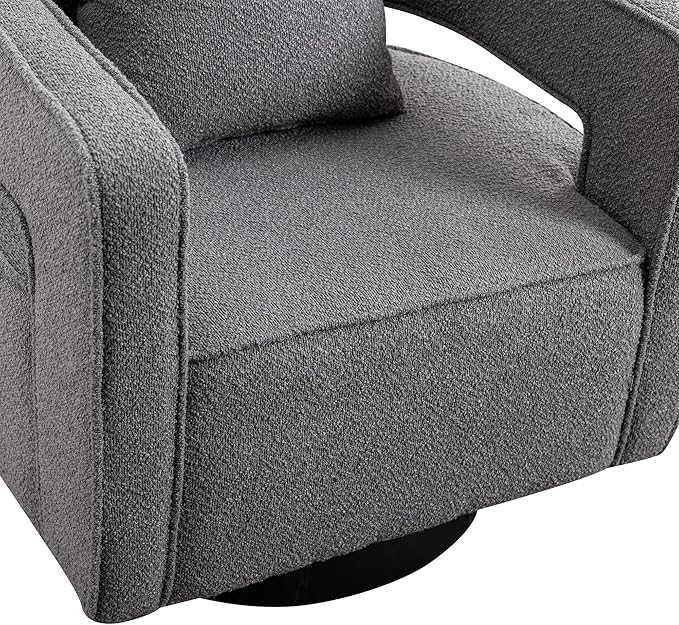 29 W Boucle Swivel Accent Open Back Chair 2 PackModern Comfy Sofa Chair with Black Wood Base for Nursery Bedroom Living Room Hotel Swivel Club Chair Leisure Lounge Chair (2pcs Chair Gray)