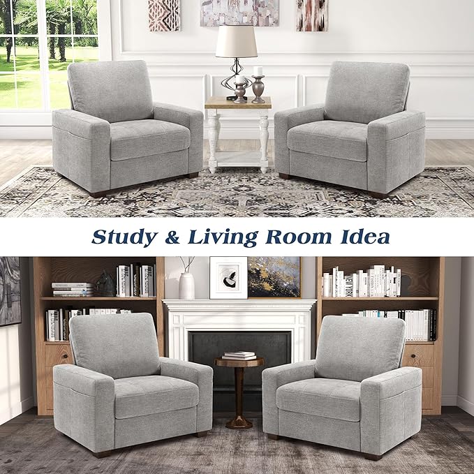 WorthFurni 38 Inch Sofa Couch - Modern Sofa with Removable Covers and Pockets