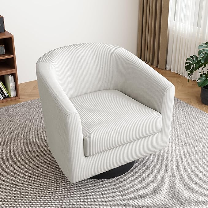 Lumibee Swivel Accent Barrel Chairs Upholstered Comfy Swivel Round Barrel Chair 360° Rotation Single Sofa Club Armchair for Living Room Reading Room Bedroom Corduroy Beige
