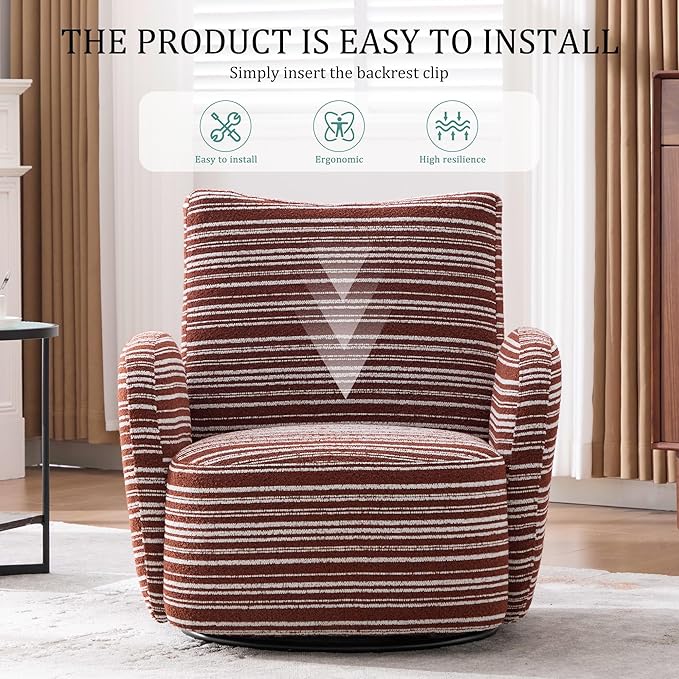 ERYE 360° Swivel Chair Modern Leisure Swivel Armchair for Living Room Bedroom