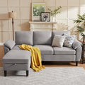 80 Convertible Sectional Sofa Small L Shaped 3 Seat Couch with Reversible Chaise Modern Fabric Sofa Couches for Living Room Apartment and Small Space Light Grey