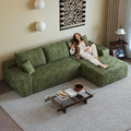 107 Cloud Sectional Couch with L-Shape Chaise Modern Modular Sofa with Deep Seat Corduroy Upholstered Couches for Living Room BedroomNo Assembly Required(Green Right Facing)