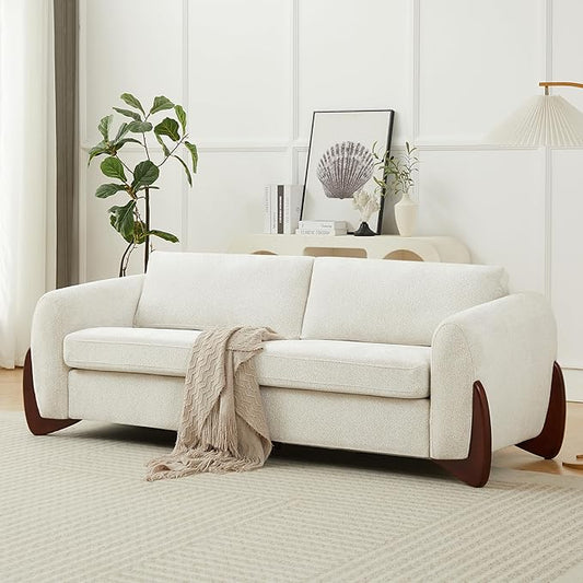 Christopher Knight Home Taki 89 Inches Sofa Couch Cozy Chenille Upholstered 3-Seater Sofa Wood Frame Couches Comfy Home Sofa Living Room and Office Lounge Seating with Armrests Beige