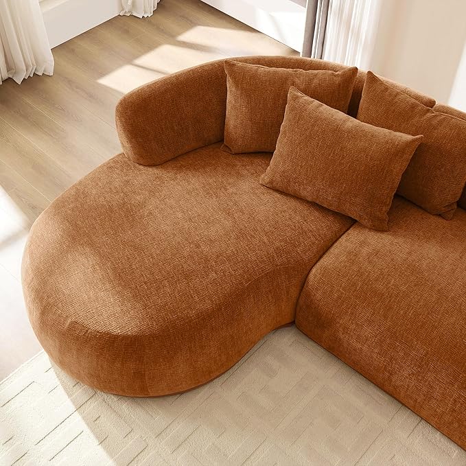 kevinplus 134.63'' Large Sectional Curved Sofa Couch with Chaise Lounge &amp Ottoman for Living Room Oversize L-Shape Modern Sectional Sofa Couch Wood Structure &amp Easy Assembly (Left-Facing Or
