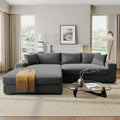 WILLIAMSPACE 111.5 Sectional Sofa Couch with Large Chaise Modren Upholstered L-Shape Sofa Comfy 3 Seater Couch with Cup Holders &amp Charging Ports for Living Room Corduroy (Left-FacingGray)