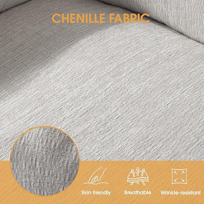 108 Cloud Sectional Couches for Living Room Convertible L Shaped Modular Sectional Sofa with Movable Ottoman 3-Seat Chenille Cloud Couch with Deep Seat for Bedroom Apartment Beige