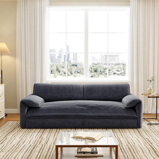 healthomse 66 Queen Size Sleeper Sofa Bed 3-in-1 Convertible Pull Out Sofa Bed with Side Storage Modern Velvet Loveseat for Living Room Bedroom Apartment Office Lounge (Grey 66inch)