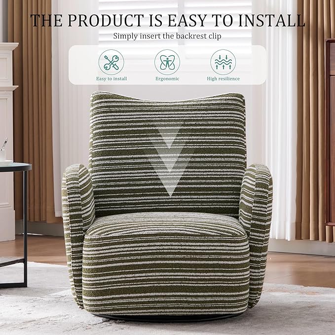 ERYE 360° Swivel Chair Modern Leisure Swivel Armchair for Living Room Bedroom