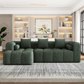 101.2 Sectional Sofa Full-Compressed Sofa Modular Sofa Couch Free-Combined with Deep Seating and Two Side Pockets for Living Room (Green@90)