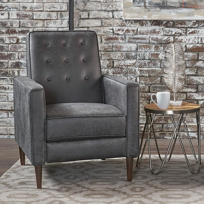 Christopher Knight Home Mervynn Mid-Century Modern Microfiber Recliner Slate / Dark Espresso