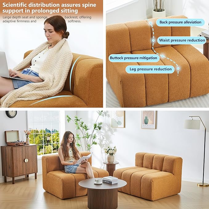 LEVNARY Rectangular Module for Modular Sofa Couch (Turmeric)