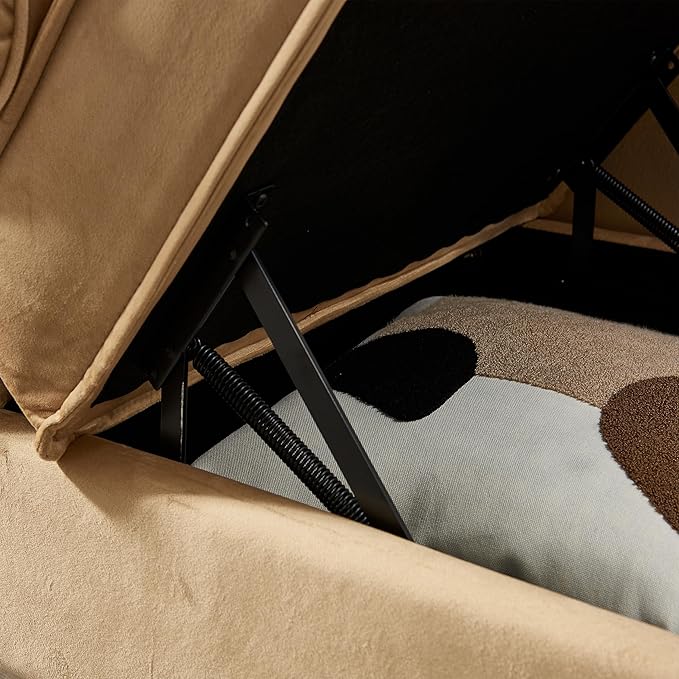 60.6 Modern Storage Chaise Lounge IndoorVelvet Upholstery Sofa Chair with1 Toss PillowsUpholstery Lounge Sofa with Gold Metal Legs for Small ApartmentLiving RoomOfficeReception AreaKhaki