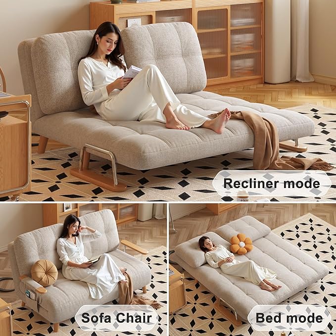 5-in-1 Single Convertible Sofa Bed with Storage 5-Position Adjustable Backrest Modern Compact Sleeper Chair for Small Spaces 28 for Guest Room or Living Room