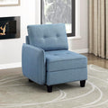 Lexicon Modern Modular One Arm Side Chair with Hidden Storage Textured Fabric Chair with Button-Tufted Design Reversible Back Cushion for Living Room/Bedroom/Office Blue