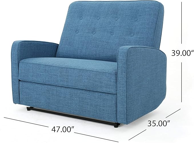 Christopher Knight Home GDFStudio Christopher Knight Home Calliope Buttoned Fabric Reclining Loveseat Muted Blue / Black