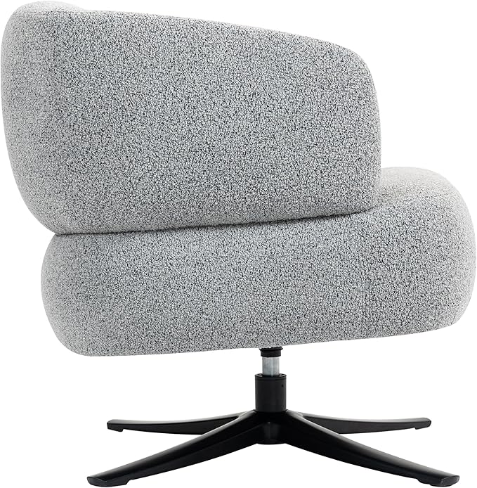 LIFE SKY Rotating Accent Chair: Ergonomic Cuddle Design with 360 Swivel for Home Office &amp Living Room - Natural Linen Fabric Compact Armchair for Adults &amp Small Spaces