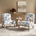HULALA HOME Floral Accent Chair Set of 2 with Solid Wood Spindle Legs and Arms Upholstered Fabric Armchair with Solid Wood Base Patterned Wingback Chair for Farmhouse Living Room Bedroom Jacobean