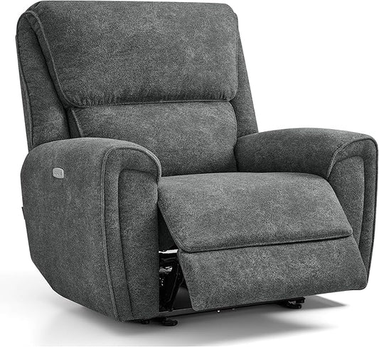 MCombo Oversized Power Recliner Chair for Big and Tall People Heavy Duty Power Recliners 400lbs USB &amp Type C Charge Ports for Living Room Office Fabric OE675 (Dark Grey)