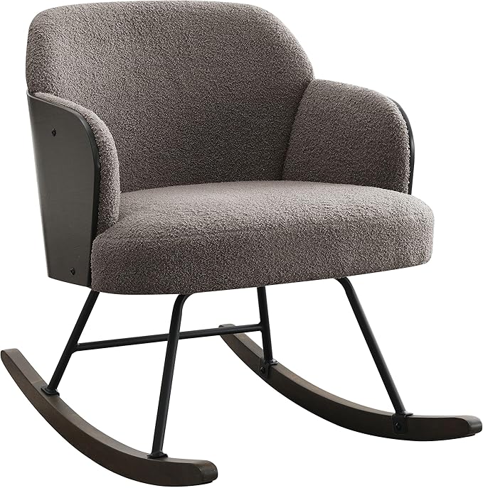 Coaster Home Furnishings - Paige - Wood - Upholstered Rocking Chair with Boucle Fabric Metal Legs and Foam Seat - Living Room or Nursery - Taupe - 602626