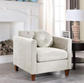 Persaud Living Room Chair with Classic Chesterfield Velvet Upholstery Ideal for Home Apartment and Office Chair Biscuit