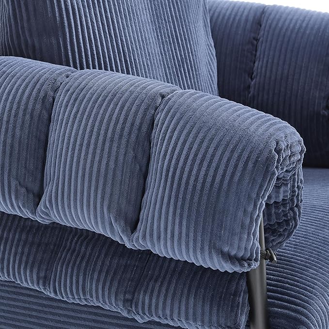 YISHENG Modern Velvet Accent Chair Upholstered Comfy Lounge Sofa Chair Fabric Oversize Lazy Arm Chair with Soft Cushion Metal Frame Reading Chair for Living Room BalconyBedroomBlue 1PC