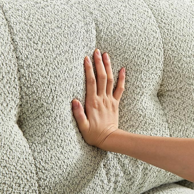 91.5 W Cloud Boucle Sofa for Living Room Modern Comfy Boucle Couch with Rolled Arms and Soft Pillows Cozy Teddy Oversized Loveseat for Apartment Studio Bedroom Sage Green