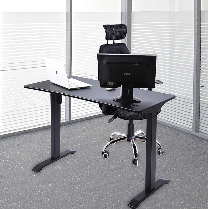 UNICOO Electric Height Adjustable Standing Desk Electric Standing Workstation Sit Stand Home Office Desk Gaming Table Whole-Piece Desktop Board 48 * 24 in (KT1001-BB)