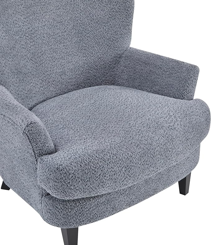 Christopher Knight Home Winnie Boucle Upholstered Wingback Accent Chair and Ottoman Footrest Living Room Lounge Chair and Ottoman Set Bedroom Comfy Reading Chair with Footrest Stool Dusty Blue
