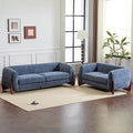 Christopher Knight Home Almad 2 Pieces Sofa Couch Set Cozy 3-Seater Sofa and Loveseat for Living Room Upholstered Couch Chair Soft Seating Lounge Sofa with Wood Frame Boucle Fabric Navy Blue