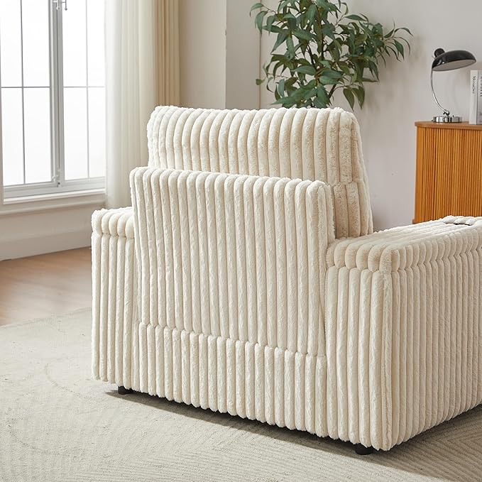 Eafurn 42.5 Oversized Accent Chair with Storage Ottoman Convertible Chaise Lounge Corduroy Cloud Sofa Chair w/Cupholders Modern Extra Wide Armchair