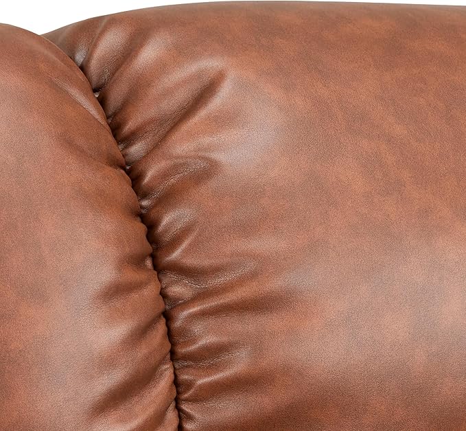 MCombo Swivel Recliners with Ottoman Reclining TV Chairs with Vibration Massage Faux Leather Ergonomic Lounge Chair for Living Room Bedroom 4832 (Saddle)