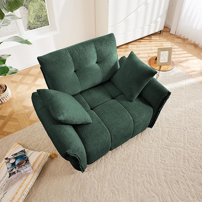 Aoowow Modular Sectional Sofa Chair 47” Modern Chenille Single Seater Sofa Upholstered Sofa Couches for Living Room Bedroom ApartmentGreen