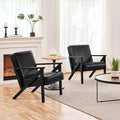 Yaheetech Accent Chair PU Leather Reading Chair Mid Century Modern Arm Chair with Solid Wood Frame for Living Room Bedroom Waiting Room 2 Pieces Black