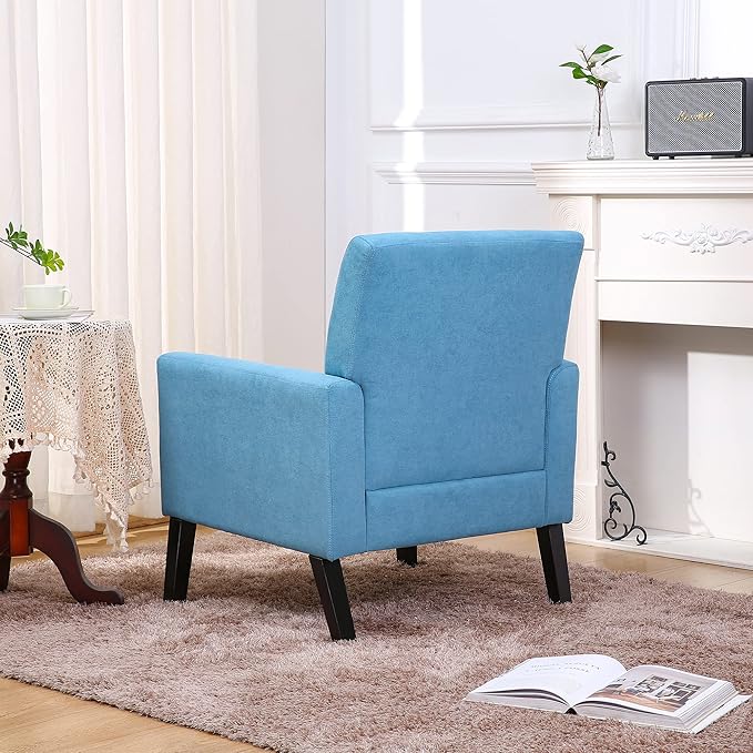 Fabric Accent Chair for Living Room Bedroom Button Tufted Upholstered Comfy Reading Accent Chairs Sofa (Blue)