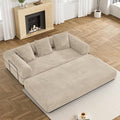 Convertible Sofa Bed Corduroy Memory Foam Compression Sofa Modular Floor Sofa with Pull-Out Bed Compressed Couch in Box Folding Sleeper Couches Bed for Living Room Bedroom Lounge Light Brown