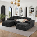110 Sectional Couches for Living Room Boneless Couch Upholstered Cloud Couch Sectional Modular Sectional Sofa with L Shaped (Chenille-Black 3 Seat+2 Ottoman)