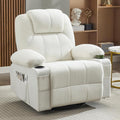 Swivel Rocker Recliner Chair with Heat and Massage Big Oversized Rocking Single Sofa for Living Room 360 Degree Swivel Recliner Chair with Cup Holders and USB Port (Teddy White)
