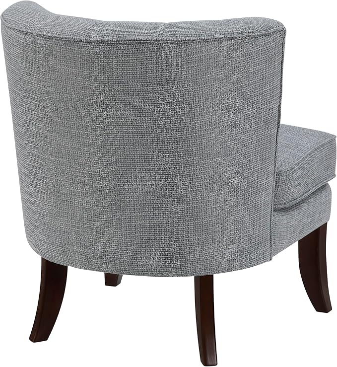 Lexicon Accent Chair Textured Fabric Upholstered Armless Chair with Solid Wood Legs Button Tufted Curved Back for Living Room/Bedroom/Office/Waiting Area Dark Gray