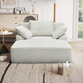 65.3'' Oversized Lounge Chaise Couch with Square Armrest Boneless Chaise Lounge with Cushions Corduroy Single Sofa Chair with 2 Pillows No Assembly for Living Room Apartment White