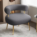 Mid Century Sherpa Boucle Accent Chair Round Upholstered Barrel Arm Chair for Small Spaces Fluffy Side Corner Sofa Chair for Living Room Bedroom Vanity Office Reading Nook(Grey)