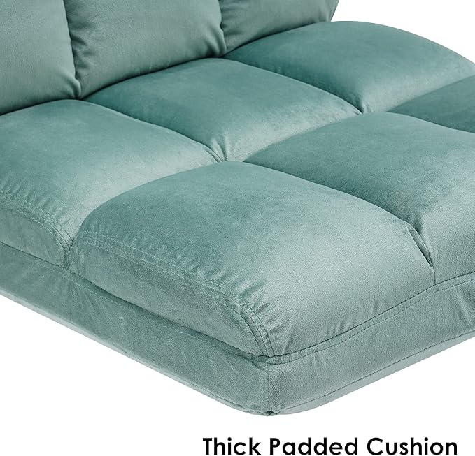 MCombo Velvet Accent Chair with Ottoman Set Modern Armless Chair for Living Room Bedroom Small Space 0014 (Velvet Light Green)