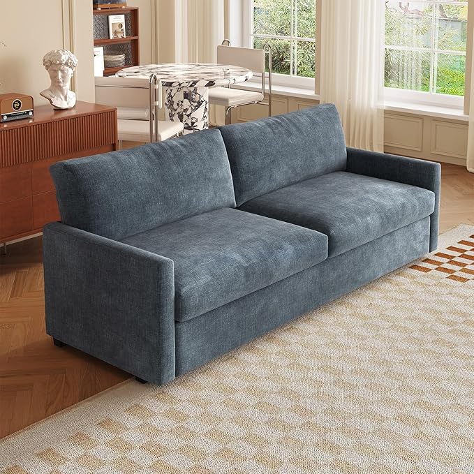 70.07 Blue Loveseat Sofa Upholstered Deep Seat Sofa for Small Spaces 2-Seater Couch Soft Polyester Blue Velvet Breathable &amp Easy to Clean