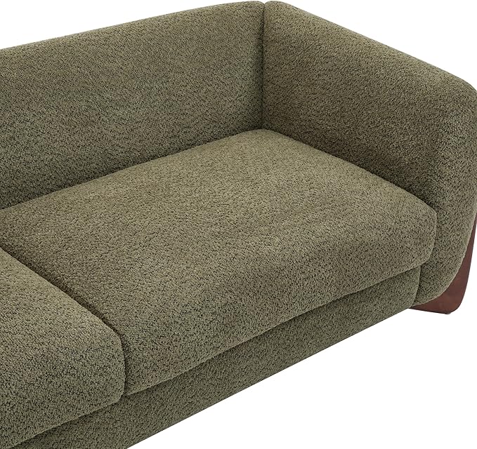 Christopher Knight Home Almab 82 Inches Sofa Couch Cozy Boucle Upholstered 3-Seater Sofa Wood Frame Couch Comfy Couches for Living Room and Office Modern Soft Plush Sofa Olive Green